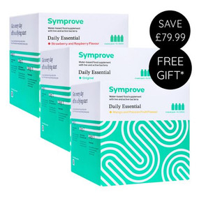 Symprove Daily Essentials: All flavours, 3 FOR 2, includes three boxes of the Symprove Daily Essentials 4-week supply, for a total of a 12-week gut health programme in three flavours: Original, Symprove Daily Essentials: All flavours, 3 FOR 2, includes three boxes of the Symprove Daily Essentials 4-week supply, for a total of a 12-week gut health programme in three flavours: Original, Mango & Passion Fruit and Strawberry & Raspberry Mango & Passion Fruit and Strawberry & Raspberry plus free 7 day supply Symprove On The Go