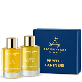 Aromatherapy Associates Perfect Partners - 2 x 9-ml oil blends in glass bottles; makes for the ideal treat for yourself or for someone else in need of a reset with day & night bath & shower oil blends.