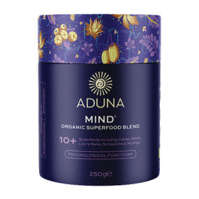 Aduna Advanced Superfood Blend - Mind - 250-Grams tube; an organic blend of cacao, reishi,  schisandra, and seven other super ingredients carefully selected to help you face challenges and daily stressors.