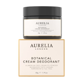 Aurelia Botanical Cream Deodorant - 50-Grams tub in a box; this cream deodorant is aluminium-free, does not block sweat glands, and provides freshness for all day protection.