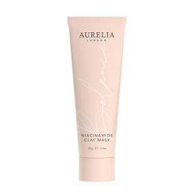 Aurelia London Niacinamide Clay Mask - 50-Grams pink tube; a deeply cleansing treatment face mask with Charcoal, Salicylic Acid, and Probiotics.