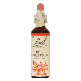 Bach Flower Remedies Red Chestnut - 20-ml brown glass bottle with beige label;  ideal for those who worry for the welfare of others.