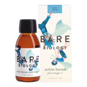 Bare Biology Action Heroes Omega 3 Fish Oil For Kids - 100-ml glass bottle in a box