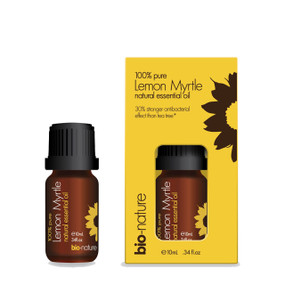 Bio-Nature Organic Lemon Myrtle Oil - 10-ml glass bottle in a box; has an exquisitely uplifting and refreshing aroma with an wide variety of benefits.