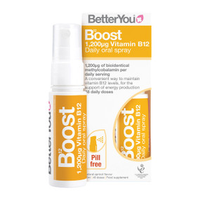Better You Boost Vitamin B12 Oral Spray - 25-ml front image; delivers vitamin B12 to boost energy, concentration and support healthy metabolism.