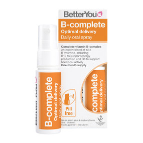 Better You B-Complete Daily Oral Spray - 25-ml white bottle with an orange label; an easy-to-take and highly effective vitamin B complex supplement.