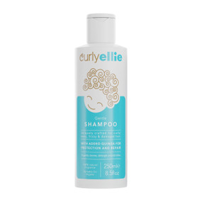 CurlyEllie Gentle Shampoo - 250-ml white bottle with a blue label: cleanses, detangles, and softens your hair