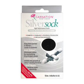 Cuxson Gerrard Silversocks (size 6–11), balck socks in a white and silver carton box
