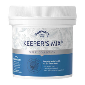 Dorwest Keeper's Mix for dogs and cats - 250-Grams in a white plastic tub;  promotes all-round health, supporting vital organs and maintaining natural balance in your pet`s body