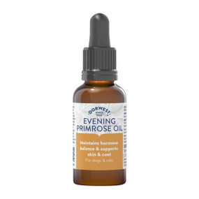 Dorwest Evening Primrose Oil Liquid - 30-ml glass dropper bottle; improves skin and coat conditions for dogs and cats.