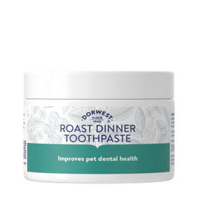 Dorwest Roast Dinner Toothpaste - 200-Grams tub; professionally formulated for veterinary use,  low-foaming and gentle formulation cleans teeth without damaging enamel
