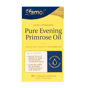 Efamol Ltd Efamol High Strength Pure Evening Primrose Oil 30 Caps glass jar in a box; - 1000-mg 30-Capsules box; helps support beautifully nourished skin