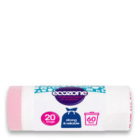 Ecozone Biodegradable Bin Liners 60L - 20-Bags rolled; are the perfect alternative for households looking to reduce their impact on the environment.