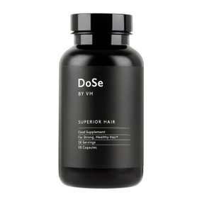 Dose by VH Superior Hair  Stop 90-Capsules in a black plastic tub with black label; a hair loss supplement for women & men which also enhances hair growth.
