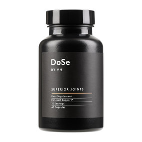 DoSe by VH Superior Joints - 60-Capsules in a black plastic bottle; this joint supplement with Natural Eggshell Membrane helps alleviate joint pain, arthritis, menopause joint pain, hip, and back pain.