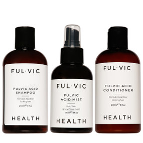 Ful.Vic.Health The Fulvic Hair Trio - bottles; stop hair loss now with three intelligent haircare products suitable for every hair type & for all types of hair loss