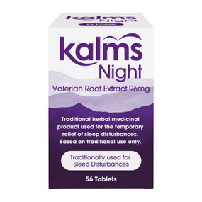 Kalms Night - 56-Tablets in a purple carton box; completely natural, containing a blend of herbs traditionally used for their sedative action and known to be particularly effective in the case of sleep disorders.