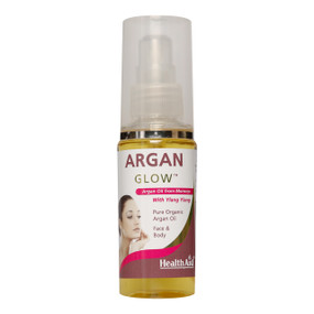 HealthAid Argan Glow Oil 60ml bottle; a must for those looking to restore skin radiance, while minimising fine lines, wrinkles, scars and dark circles.