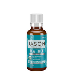 Jason Tea Tree Skin Oil - 30-ml  brown plastic bottle with green label; can be used on face, body & hair.