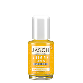 Jason Vitamin E Oil 14000iu - 30-ml clear plastic bottle with gold label; a high strength vitamin E oil for skin & hair benefits.