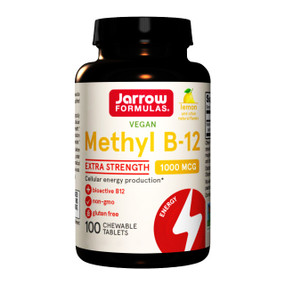 Jarrow Formulas Methyl B-12 -  100-Chewable Tablets bottle; contains methylcobalamin is the most active form of vitamin B12.