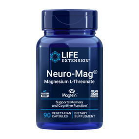 Life Extension Neuro-Mag - 90-Capsules blue bottle; The only form of magnesium that is taken up by the nervous system to help enhance memory & prevent migraine recurrences.