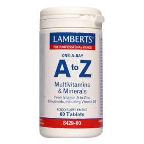 Lamberts Healthcare A-Z Multivitamins - 60-Tablets  white tub; one-a-day formula providing all of the most important micronutrients, many at 100% of the NRV