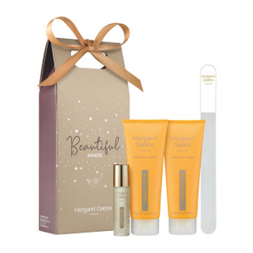 Margaret Dabbs London Beautiful Hands - 1-Gift Set front image; contains four luxury hand products for the ultimate gift of healthy hands and nails