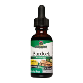 Natures Answer Burdock Root -Alcohol Free - 30-ml amber glass dropper bottle; Burdock root is a great liver remedy, the plant can relieve inflammatory conditions such as joint pain, can be used as herbal remedy for gout, and inflammatory skin concerns