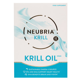 Neubria Krill Oil - For Omega 3 - 60-Capsules box; provides a superior source of omega-3's, EPA + DHA, from Atlantic Krill to support  heart & brain health. In Stock.