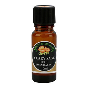 Natural By Nature Clary Sage Oil - 10-ml brown glass bottle; sed to help reduce high blood pressure and headaches, relax muscles, ease anxiety-related-asthma and re-balance hormones to alleviate the bloating, cramps, mood swings and food cravings associated with PMS.