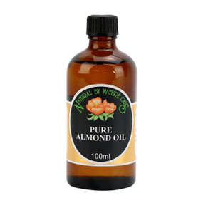 Natural By Nature Almond Oil - 100-ml brown glass bottle; can be used to hydrate and cleanse the skin, relieve dryness, reduce dark under-eye circles and alleviate conditions such as eczema, dermatitis, psoriasis. It can also be used to hydrate dry cuticles and nails.