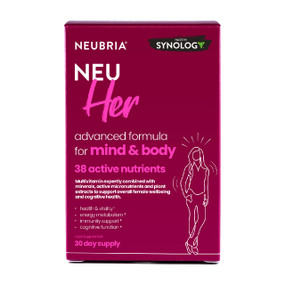 Neubria Neu Her  - Multivitamin For Women - 30-Tablets  burgundy carton box; specifically tailored to meet the needs of women.