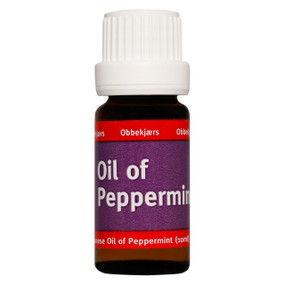 Obbekjaers Peppermint OIl - 10-ml black dropper bottle; provides the finest Japanese oil of peppermint to help aid digestion
