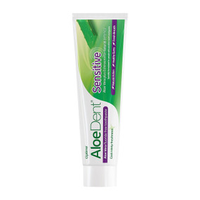 Aloe Dent Sensitive Aloe Vera Toothpaste Fluoride-Free - 100-ml white & green plastic tube with white cap