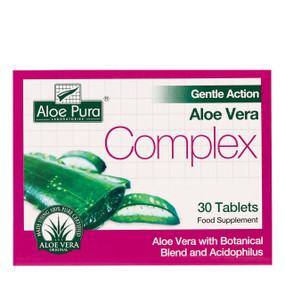 Aloe Pura Aloe Vera Complex - 30-Tablets white & pink carton box