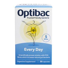 OptiBac Probiotics For Every Day - 30-Capsules white and blue box;
