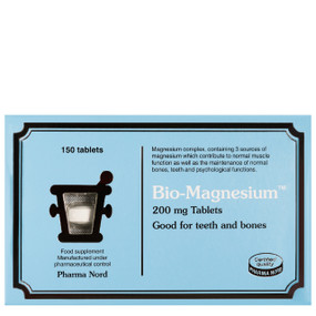 Pharma Nord Bio-Magnesium - 150-Tablets blue box; contains a complex of three different magnesium compounds, magnesium acetate, magnesium hydroxide and magnesium carbonate, which ensures good bio-availability.