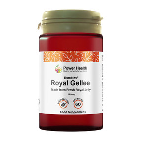 Power Health Bumbles Royal Gellee 500mg 60-capsules brown plastic tube; provides the best fresh royal jelly in a capsule form.