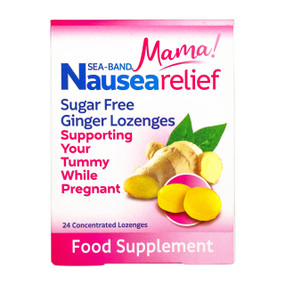Sea Band Mama Sugar Free Ginger Lozenges - 24-Lozenges box; supports your tummy while pregnant.