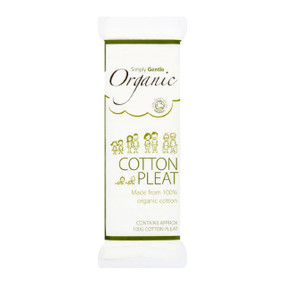 Simply Gentle Organic Organic Cotton Pleat - 100-Grams front image; Extra softness, segmented, easy tear 100% Organic Cotton Wool. Soil Association approved.