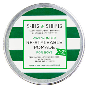 Spots & Stripes Re-Styleable Pomade For Boys - 100-Grams front image; provides amazing styling power so you can re-style your hair through the day