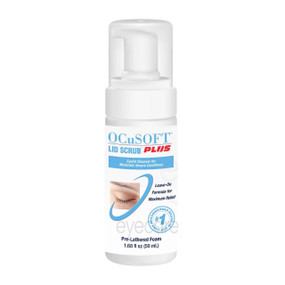 OCuSOFT Lid Scrub PLUS Foam Cleanser - 50-ml pale blue label plastic bottle; effectively cleanses & removes bacteria from eyelids.