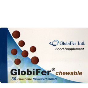 Stanningley Pharma Globifer® Chewable - 30-Tablets box; an iron chewable tablet that has been developed for use in children or those having difficulties swallowing tablets