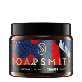 Soapsmith Camden Town Bath Soak - 500-Grams amber glass tub; contains natural and nourishing ingredients including dead sea salt, coconut milk powder and essential oils to soothe, smooth and revitalise