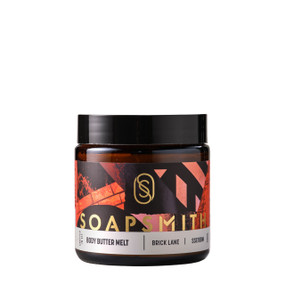 Soapsmith Brick Lane Body Butter  100ml in an amber glass jar; melts effortlessly into the skin, providing intense moisture
