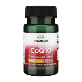 Swanson CoQ10 10mg 100 capsules in a plastic tube;