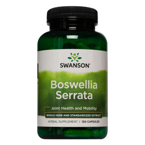 Swanson Boswellia Serrata - 120-Capsules black plastic green bottle with black lid and green label