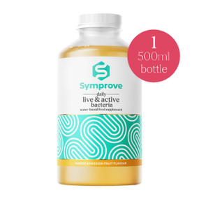 Symprove Mango & Passion Fruit 500-ml bottle of Symprove liquid drink, water-based live and active bacteria supplement