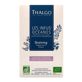 Thalgo Organic Infus'Oceanes Draining - 20-Sachets front image; combines Algae and other plants to help promote detoxification and a sense of wellbeing.